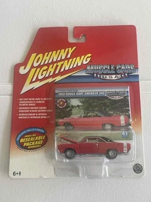 JOHNNY LIGHTNING DIECAST MUSCLE CARS U.S.A 1969 DODGE DART SWINGER MINT ON CARD - Image 1 of 3
