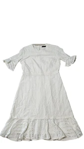 Banana Republic Ivory Cream Crochet Spring Short Sleeves Women's Dress Size S-M - Picture 1 of 9