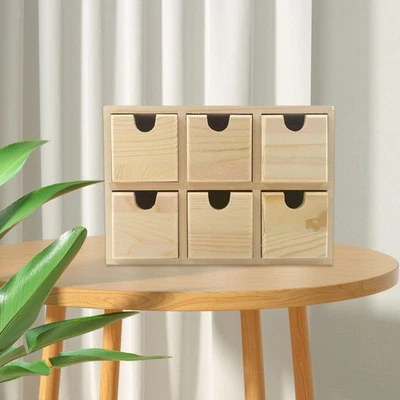 Small Drawer Storage Box Mini Cabinet Wooden Desk Organizer - Image 1 of 4