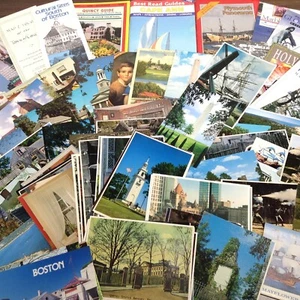 MASSACHUSETTS MA 100+ VINTAGE POSTCARD LOT, Brochures Pamphlets Ephemera Maps Ad - Picture 1 of 24
