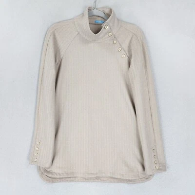 J Mclaughlin Sweater Womens Small Cream Marisa Fleece Herringbone Mock Neck - Image 1 of 4