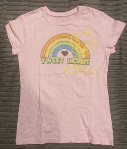 Looney Tunes Girls Juniors Medium  7/9 Tweety Bird Heart T-Shirt Short Sleeve - Picture 1 of 5