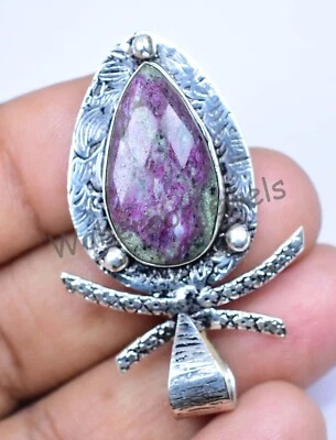 36.20 Karat Rubin IN Zoisit Cabochon 925 Sterling Silber Anhänger Schmuck - Bild 1 von 4