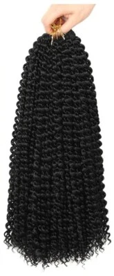 Passion Twist Hair 18 Inch 7 Packs Water Wave Crochet Hair Briads - Black - New - Image 1 of 4
