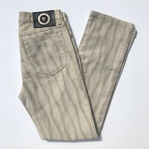 Vintage Versace beige stripe printed jeans / trousers W28 28 00s stripy straight