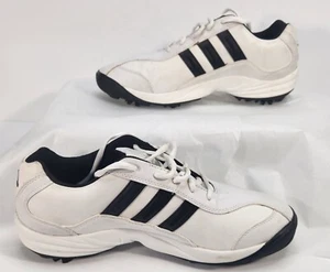 Adidas 791003 Traxion Mens Golf Shoes Sz 7.5 White Black Stripes 1 Broken Cleat - Picture 1 of 10