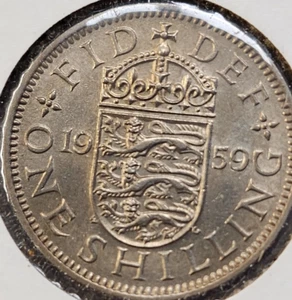 1959 Great Britian Shilling coin Brilliant Uncirculated English Crest - Picture 1 of 3