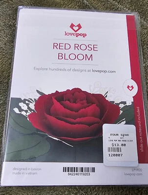Cartão pop Lovepop Red Rose Bloom 3D medidas 5 x 7 aniversário dia das mães - Imagem 1 de 2