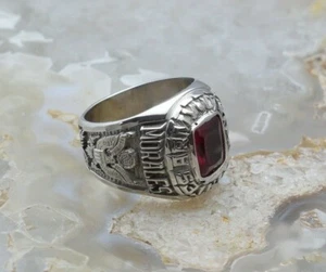 10K WG United States Army Ring - Calvary with Red Stone, Size 9 - Picture 1 of 7