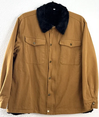 Chaqueta de Colección Tareas Abrigo de Granero para Mujer XXL Dk Camel Tostado Lona Negro Forro de Vellón Foto 1 de 4