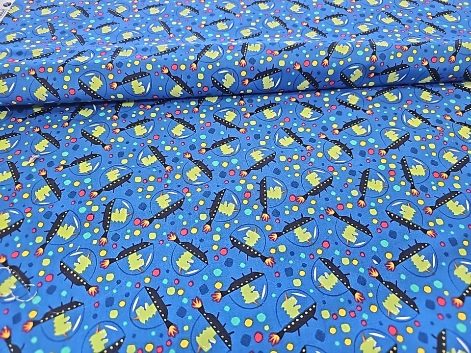 Aliens in Spaceships Tela de algodón azul espacio exterior Windham vendido por yarda  Foto 1 de 1