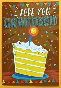 "Love You Grandson" Happy Birthday Greeting Card (+ Envelope 5x7").  - Picture 1 of 4