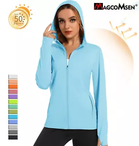 Women's UPF 50+ Full Zip Sun Protection Jacket Long Sleeve Athletic Hoodie Shirt - Picture 1 of 103
