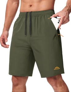 Men'S Hiking Shorts 9" Quick Dry Lightweight Running Shorts with Zipper Pockets - Picture 1 of 12