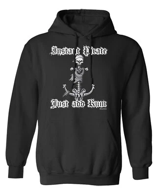 BUZZ SHIRTS® Instant Pirate Add Rum Hoodie Or Sweatshirt Christmas Gift Halloween Skeleton