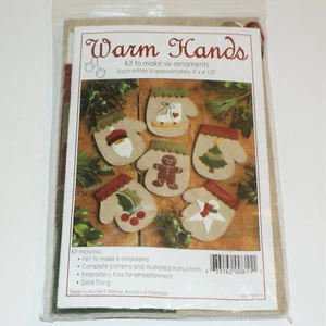 Kit de adorno de guantes de manos cálidos 6 fieltro kit de Navidad K0811 nuevo - Imagen 1 de 5
