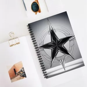 Spiral Notebook - Ruled Line_118 Pages_Black Star Line Art(Only Front) - Picture 1 of 5