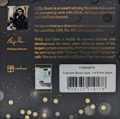 New Formatt Hitech Firecrest Bloom Gold Filter (67mm, 1/4 Density, Black Frame) - Image 1 of 4