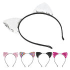 Reversible Sequin Cat Ears Headband Shiny Cat Ear Hair Hoops Women's Kitty H AUS