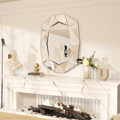 Irregular Decorative Wall Art Mirror with HD Beveled Diamond Pieces for Entryway - Image 1 of 4