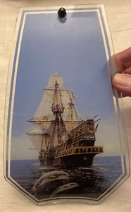 REPLACEMENT touch lamp curved glass insert panel PIRATE TALL SHIP - Picture 1 of 3
