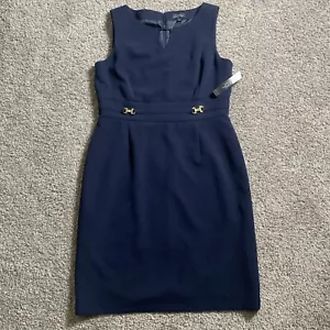 Tahari Arthur S. Levine Women’s Size 14 Sleeveless Navy Work Dress Zip Back - Picture 1 of 8