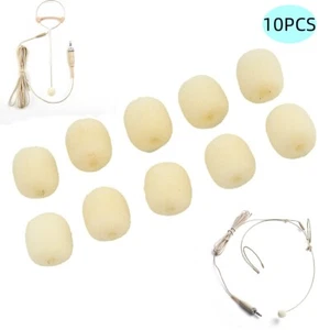 10Pcs Microphone Foam Windscreen Cover For Gaming Headset Headworn Mic Beige - Picture 1 of 16