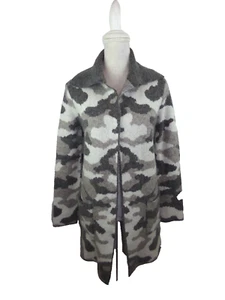 Christian Siriano Women's size M Gray Camouflaged Print Wool Duster Cardigan - Picture 1 of 11
