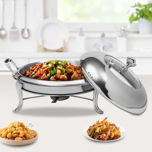 Juego de platos redondos de acero inoxidable de 2,5 L - Elegante calentador de buffet - Imagen 1 de 17