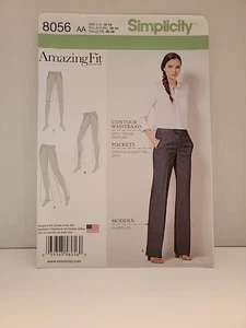 SIMPLICITY #8056 SZ 10-18 AMAZING FIT PANTS Uncut SEWING PATTERN - Picture 1 of 3