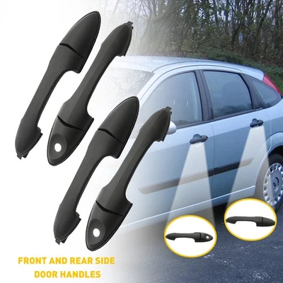 Manija de puerta 2000-2007 para Ford foco delantero izquierdo y trasero exterior derecho lisa negra Foto 1 de 4