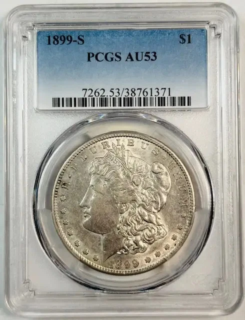 1899 S Morgan Silver Dollar PCGS AU-53 - Image 1 of 2