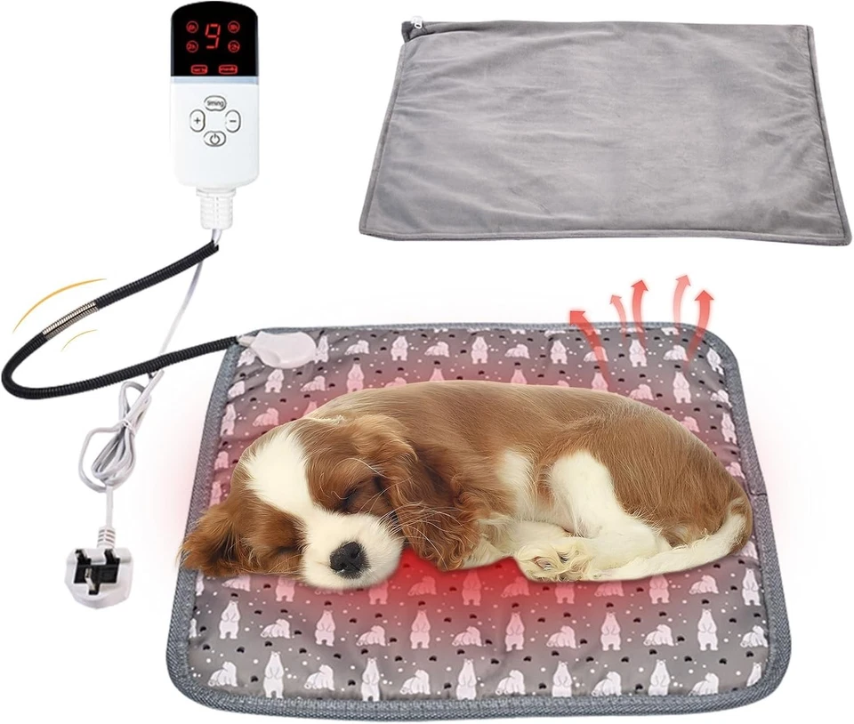 Electric Pet Heating Pad Cat Dog Mat Heated Bed 9 Adjustable Temperature Timer - Image 1 of 4