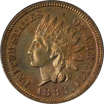 Centavo indio 1883 prueba bonito PR bonito atractivo visual fuerte golpe Foto 1 de 2