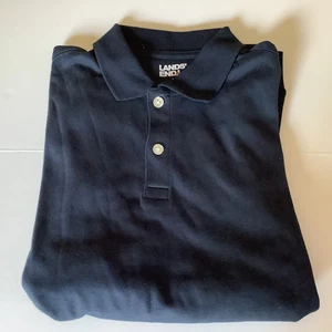 LANDS' END Boys L(10-12) Long Sleeve Navy Polo Shirt New - Picture 1 of 10