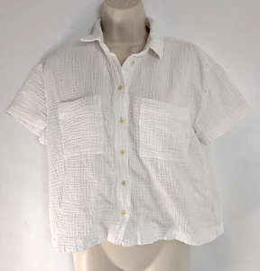 Madewell Damen weißes Gaze Button Down Top Gr. XS kastig Coastal Cottagecore - Bild 1 von 7
