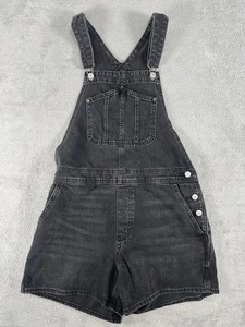 Old Navy Shortalls Overall Shorts Women L Black Denim Cotton - Picture 1 of 10