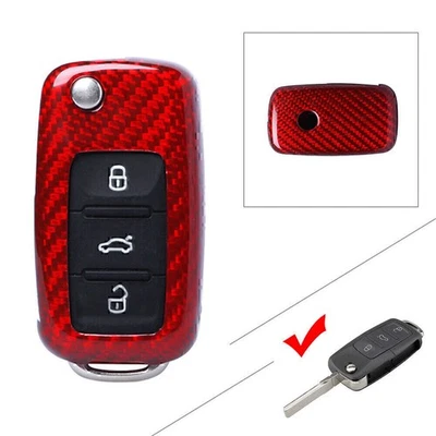 Karbonfaser-Rot-Fernschlüsselgehäuse-Abdeckung für VW Golf R32 Jetta Rabbit - Image 1 of 3