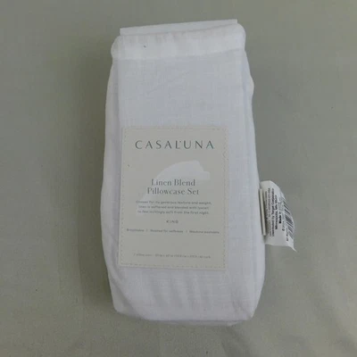Casaluna Woven Lyocell & Linen Blend Pillowcase Set - Fresh White, King #8937 - Image 1 of 4