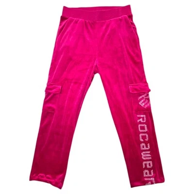 Pantalones de chándal de terciopelo vintage Y2k Rocawear rosa para mujer salón medio brillante  Foto 1 de 4