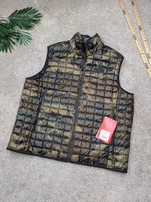 North Face ThermoBall Vest Mens XXL Green Camo Quilted Puffer Lightweight - Image 1 of 4