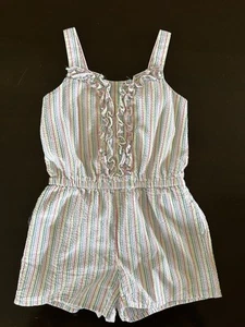 Janie and Jack girls 5 Rainbow Stripe Seersucker lined sleeveless romper Spr 22 - Picture 1 of 3