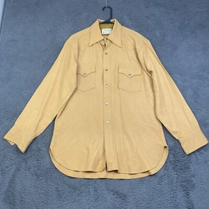 Vintage 60s 70s Pendleton Wool Pearl Snap Western Shirt Large Tan Camel Cowboy - Picture 1 of 11