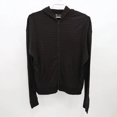 T Alexander Wang Hoodie Sweater Jacket Mens L Large Striped Black Brown Full Zip - Image 1 of 4