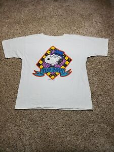 Vintage Snoopy Top Pop T Shirt S/M Mens White Peanuts Shultz Single Stitch 1958