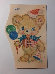  Calcomanía de transferencia de agua vintage oso con globo Duro sin usar  - Imagen 1 de 3