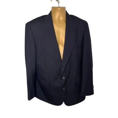 Traje Chaqueta De Colección Años 80 Wickham para Strawbridge & Clothier Lana A Rayas Negro 44R Foto 1 de 4