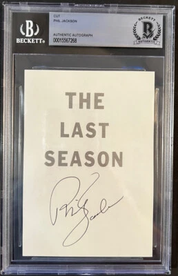 PHIL JACKSON SIGNED AUTOGRAPH SLAB CUT CHICAGO BULLS LA LAKERS BECKETT SLAB COA - Image 1 of 2