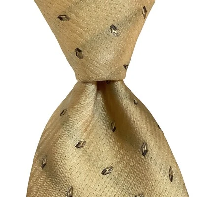 GIORGIO ARMANI Men's 100% Silk Necktie ITALY Designer Geometric Yellow/Green GUC - Image 1 of 3