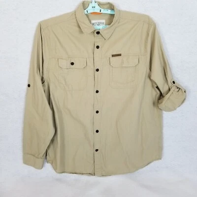 FIELD & STREAM Men's Hiking Fishing Hunting Button Tab Sleeve Shirt ~ Tan ~ XL - Image 1 of 4